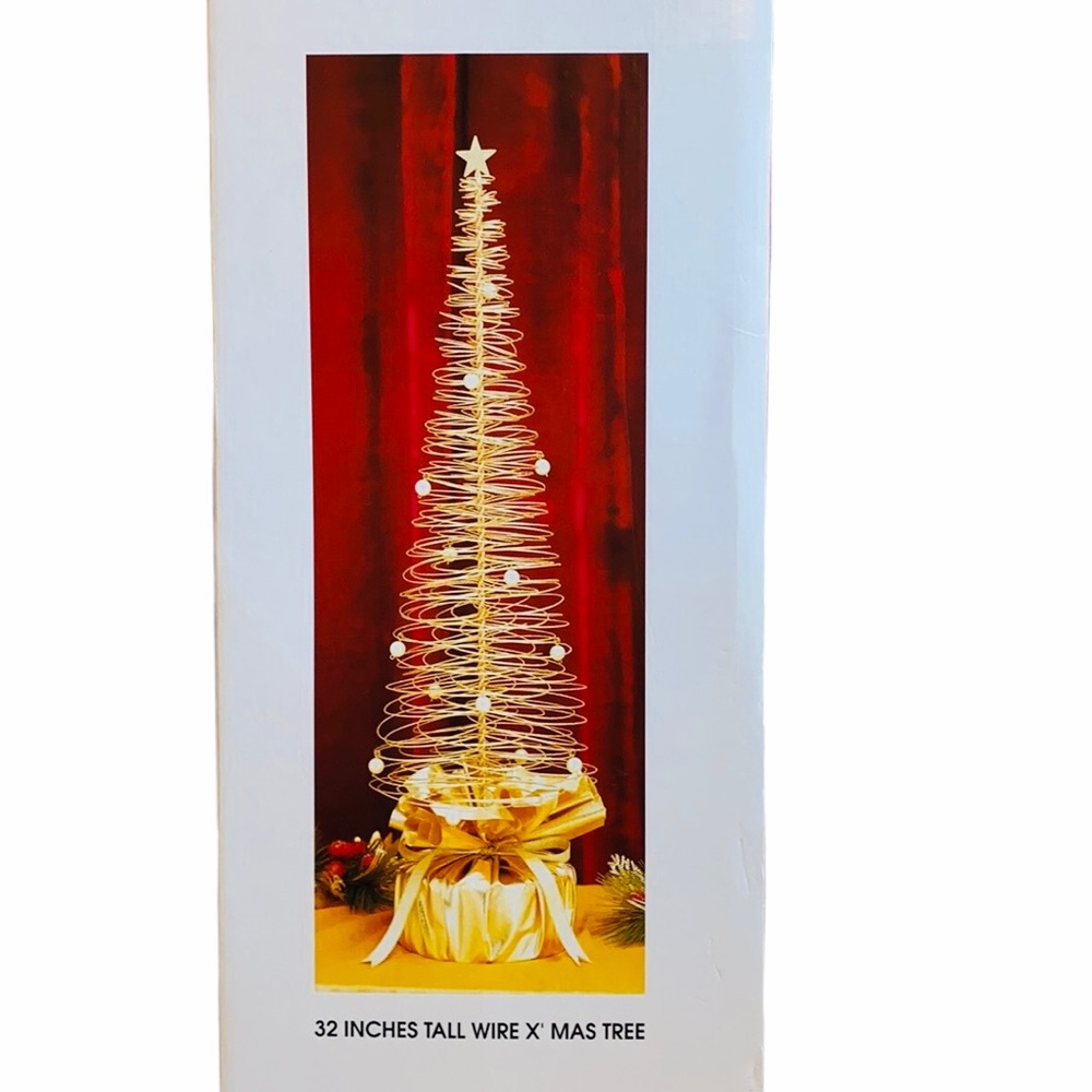 32” Spiral Wire Ornament Gold Christmas Tree